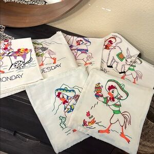 Vintage kitchen Towels with Rooster Design
